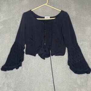 Vintage Encounter free size peasant prairie renaissance embroidered top ruffle